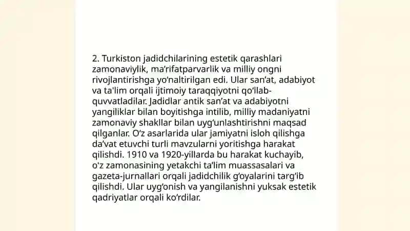 Turkiston jadidchi maʼrifatparvarlarining estetik qarashlari 4