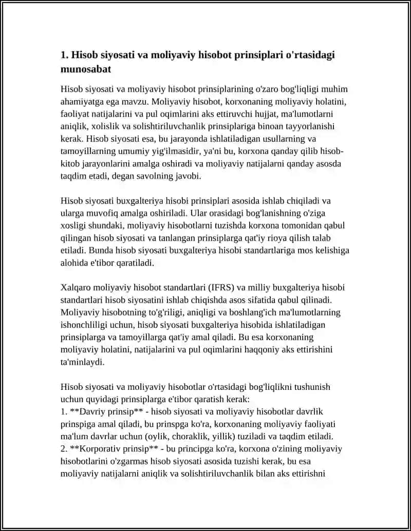 HISOB SIYOSATI VA MOLIYAVIY HISOBOT O'ZARO BOG'LIQLIGI 4