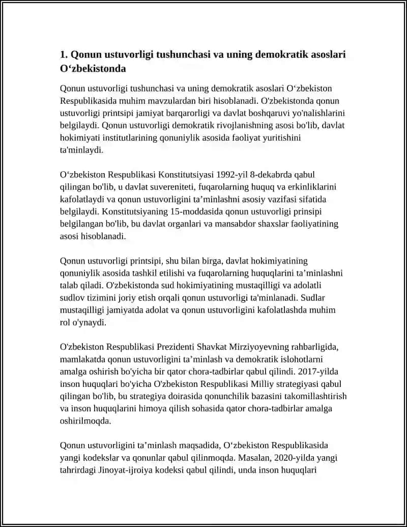 O ZBEKISTONDA QONUN USTUVORLIGINI TA MINLASHNING DEMOKRATIK ASOSLARI. KORRUPSIYA VA UNGA QARSHI KURASHISHNING MAZMUN MOHIYATI 4