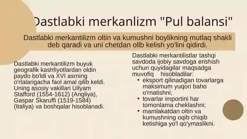 MERKANTILIZM VA KLASSIK SIYOSIY IQTISOD MAKTABLARI 4