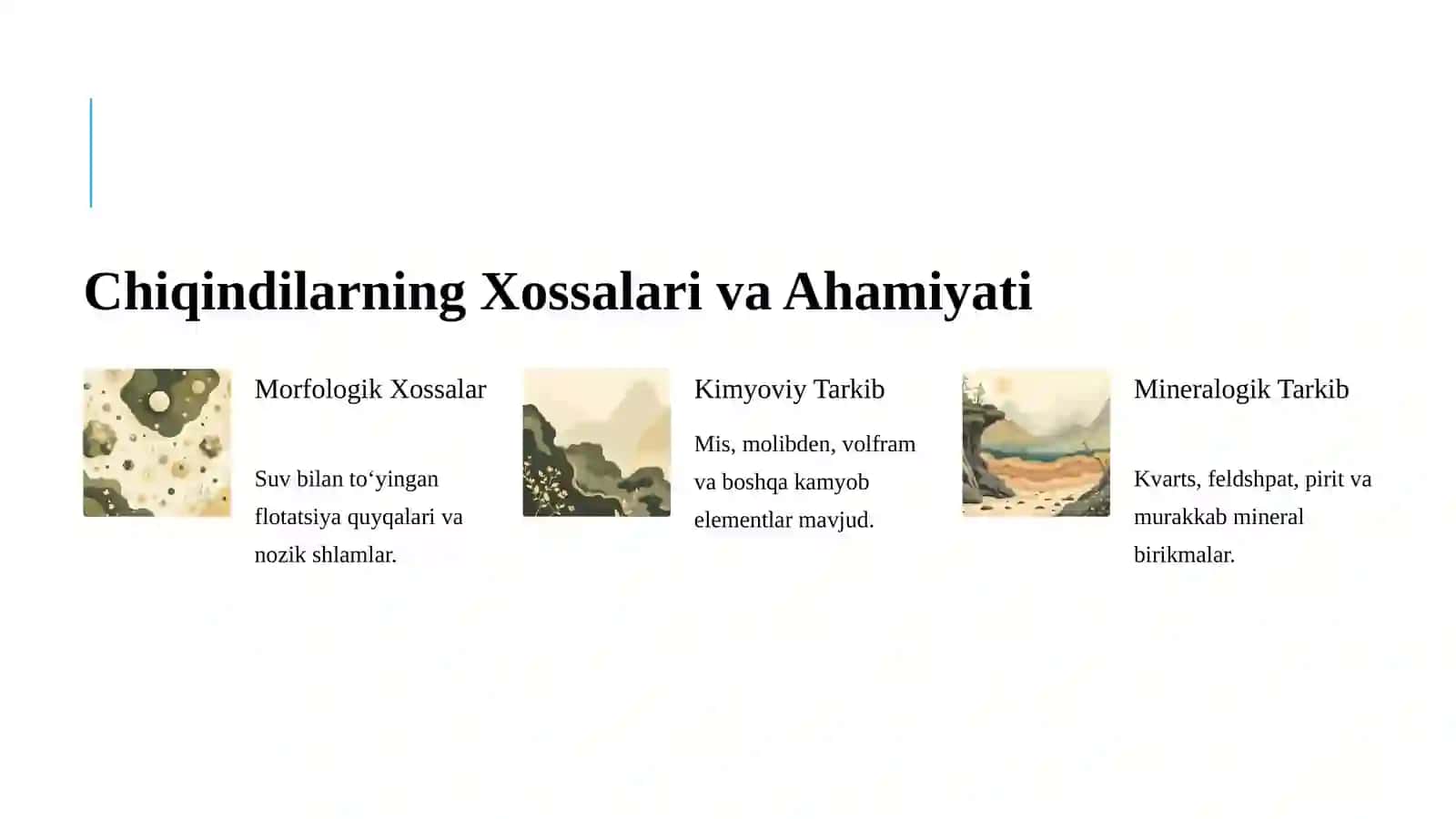 Metallurgik texnogen chiqindilardan kamyob metallarni ajratib olish texnologiyasini konchilikishlabchiqish 4