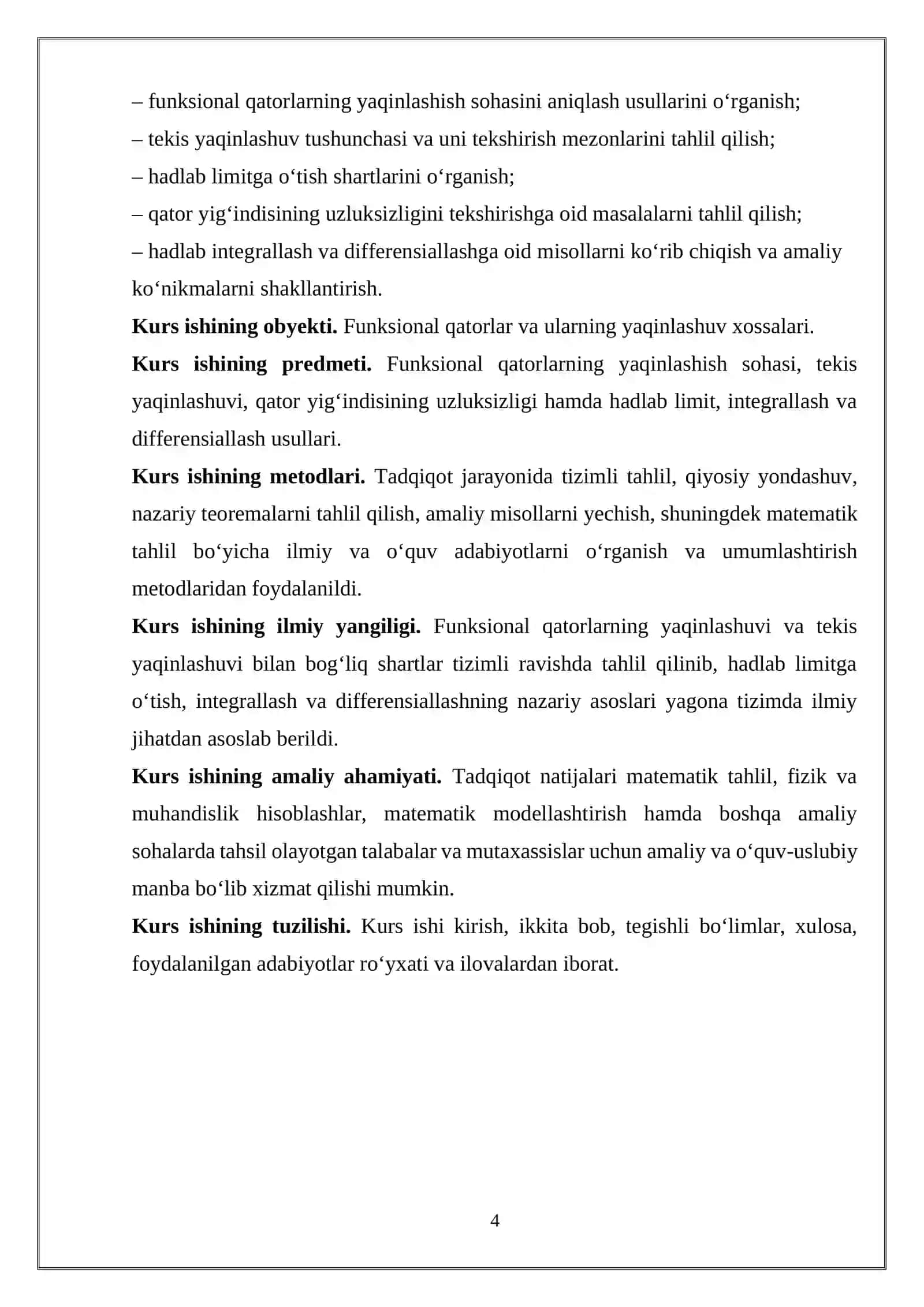 Funksional qatorlarning yaqinlashish sohasini topish va uni tekis yaqinlashishga tekshirish 4
