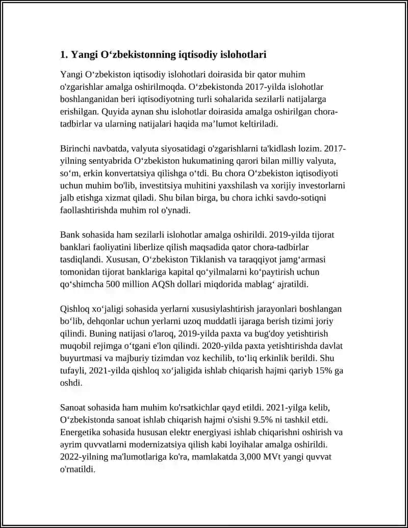 YANGI OʻZBEKISTON TARAQQIYOTIDA IQTISODIY OʻZGARISHLAR 4