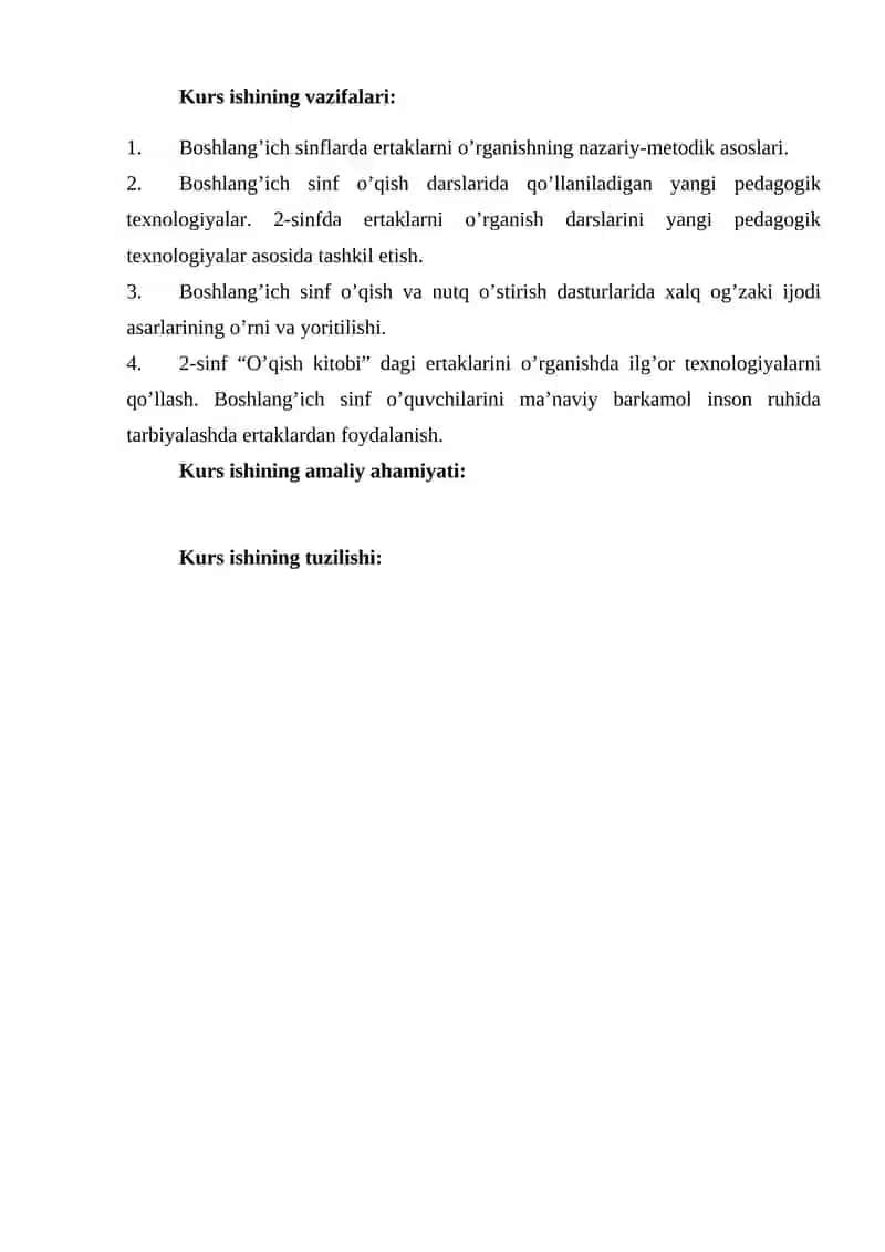 O’qish savodxonligi darslarida ertak o’tish uslubiyati (2-sinf) 4