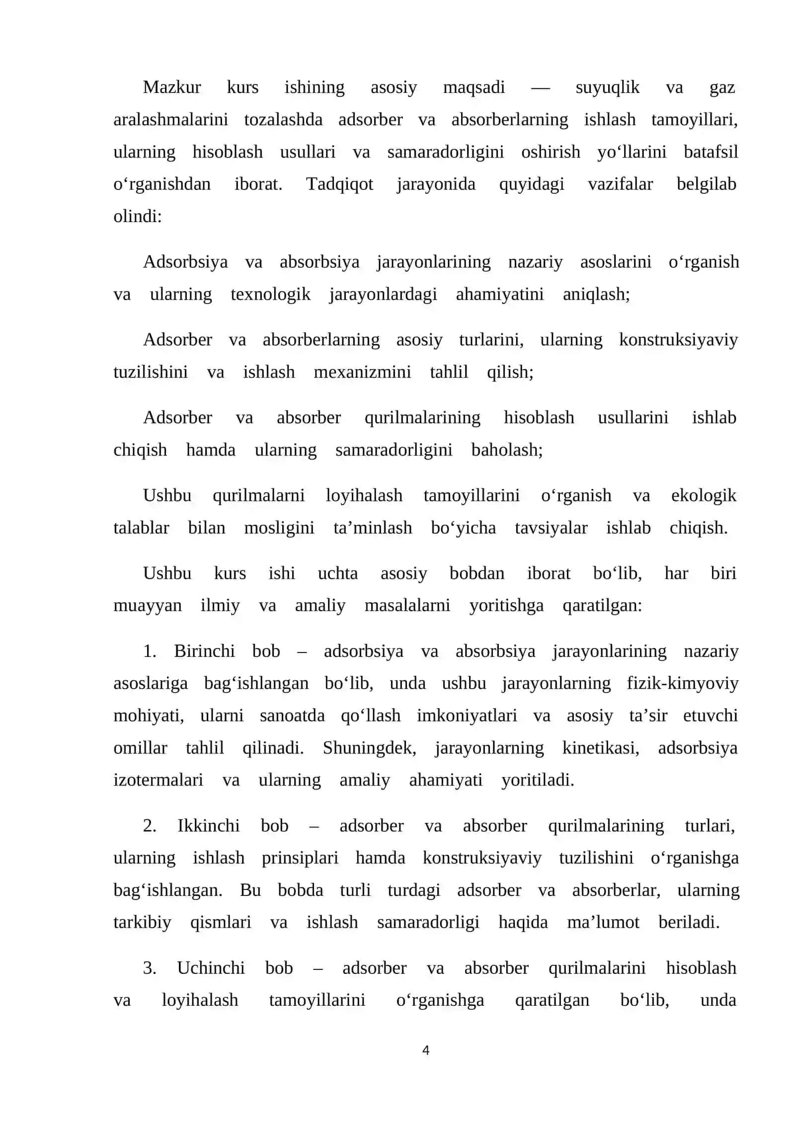 BOB. ADSORBER VA ABSORBERARNING TURLARI VA ULARNING ISHLASH PRINSIPI 4