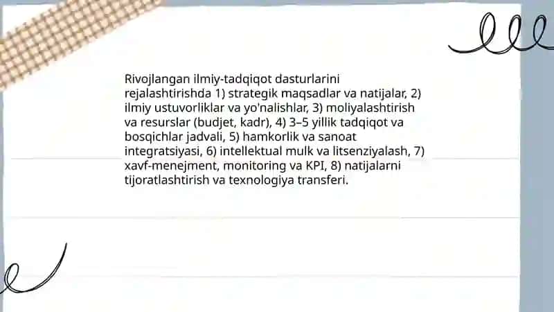 Innovatsiyalar, ilmiy-tadqiqot va yangi mahsulotlarni joriy etish 4