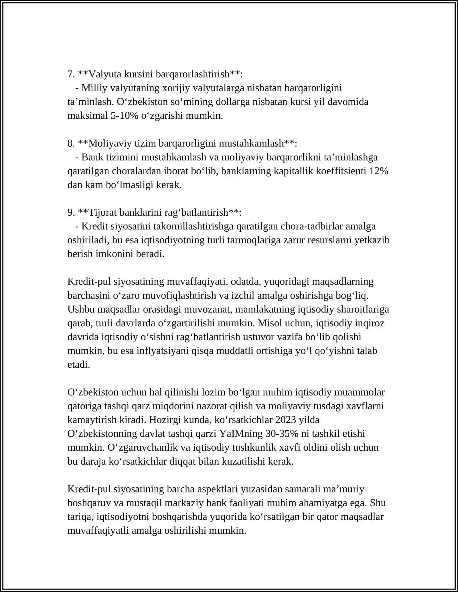 DAVLATNING KREDIT-PUL SIYOSATI, UNING DASTAKLARI VA AMALGA OSHIRISH VOSITALARI 4