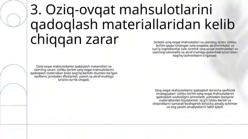 Sinetik Oziq-Ovqat Mahsulotlari va Qadoqlash Oʻrash Materiallari Zarari 4