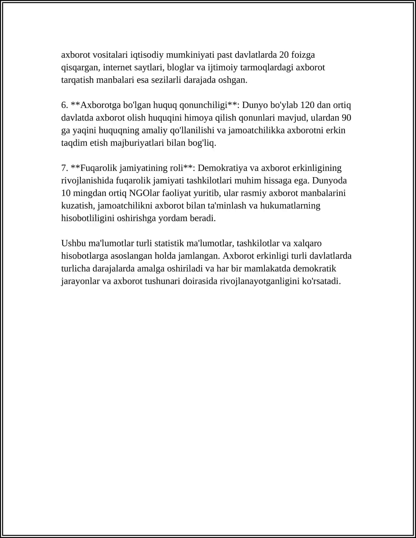 REFERAT - AXBOROT SUPERMAGISTRALLARI VA DEMOKRATIYA 4