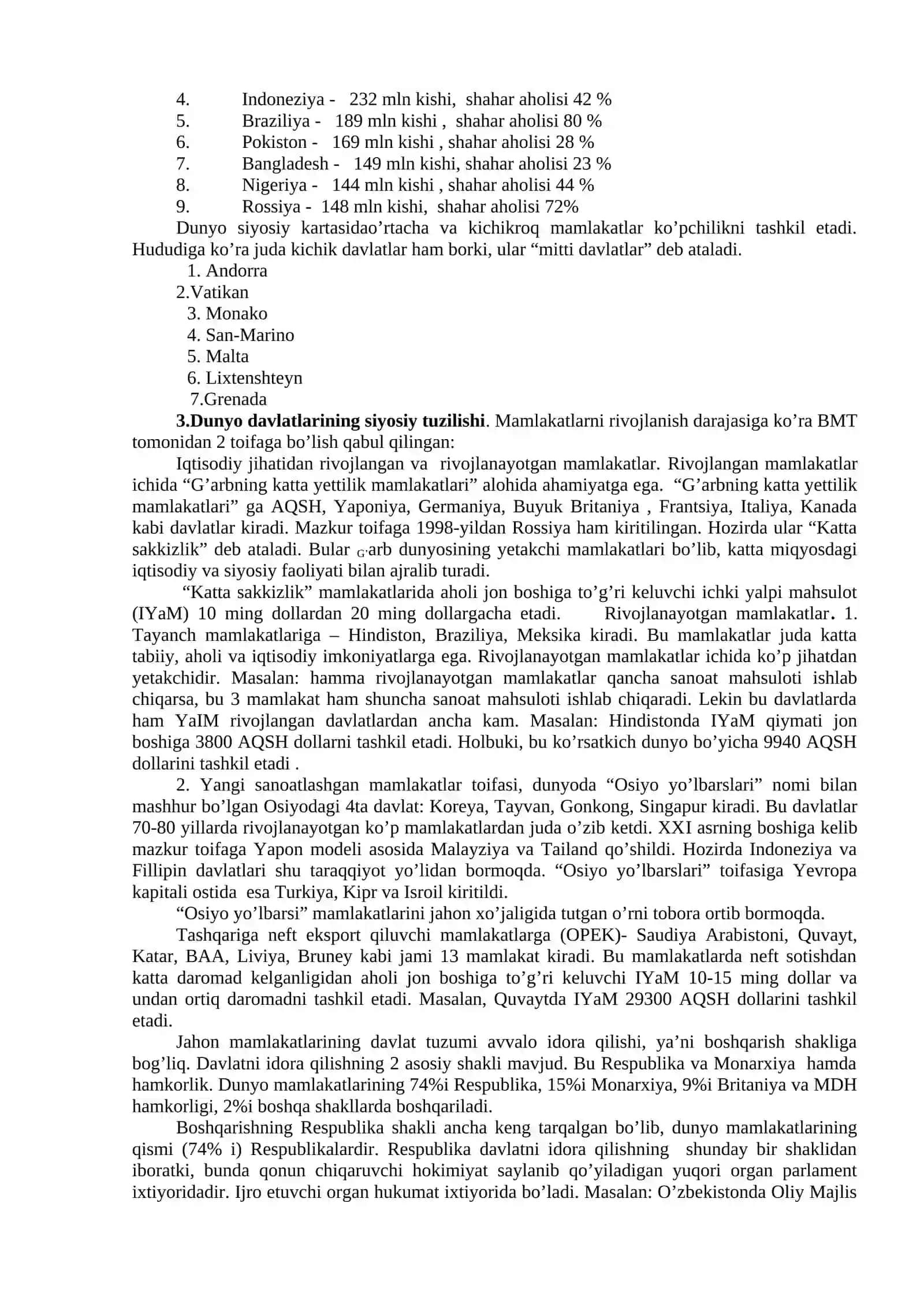 KIRISH. HOZIRGI ZAMON DUNYO SIYOSIY HARITASI VA INGLIZ TILIDA SO`ZLASHUVCHI MAMLAKATLAR GEOGRAFIYASI 4