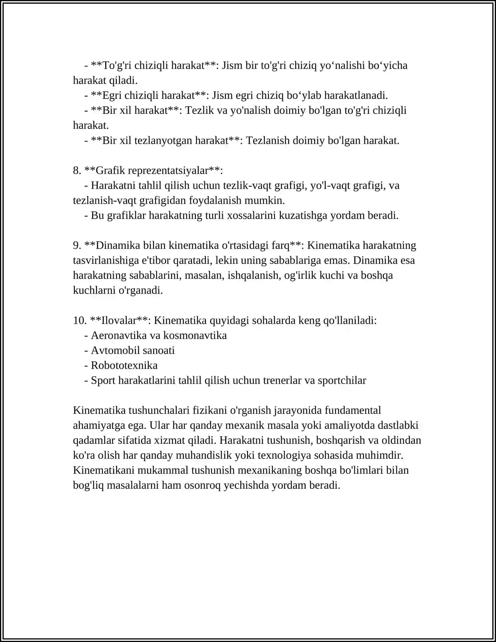 KINEMATIKANING ASOSIY TUSHUNCHALARI 4