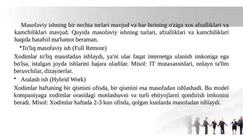 Masofaviy ish bilan bandlik: turlari, afzalliklari va kamchiliklari 4