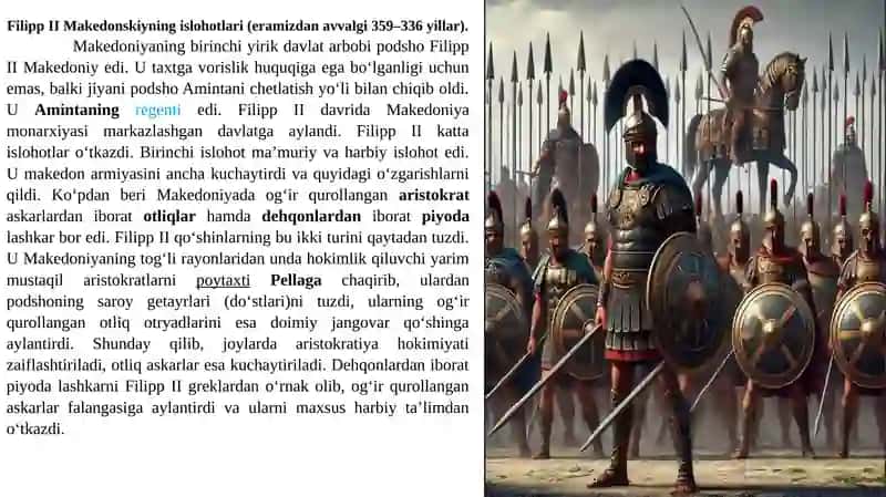 MAKEDONIYANING YUKSALISHI.YUNONISTONDA MAKEDON HUKMRONLIGINING O‘RNATILISHI 4