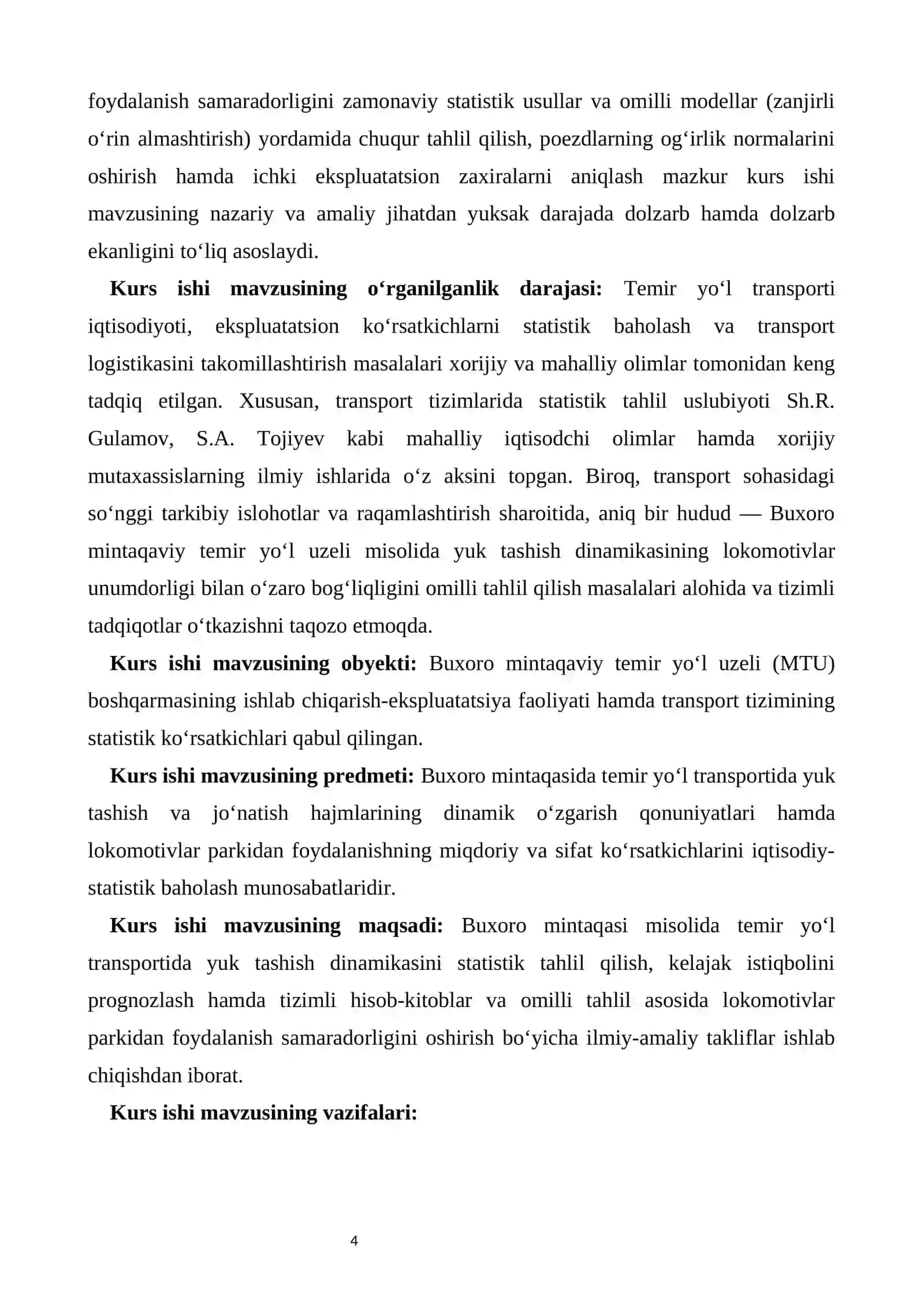 Temir yo‘l transporti statistikasi: Buxoro mintaqasi misolida yuk tashish dinamikasi va lokomotivlar parkidan foydalanish samaradorligi ko‘rsatkichlari tahlili 4