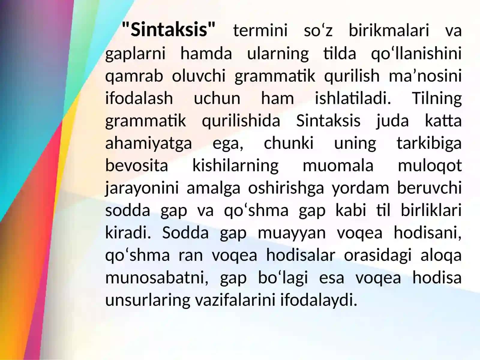 Sintaksis.So'z brikmasi sintaksisi haqida umumiy ma'lumot 4