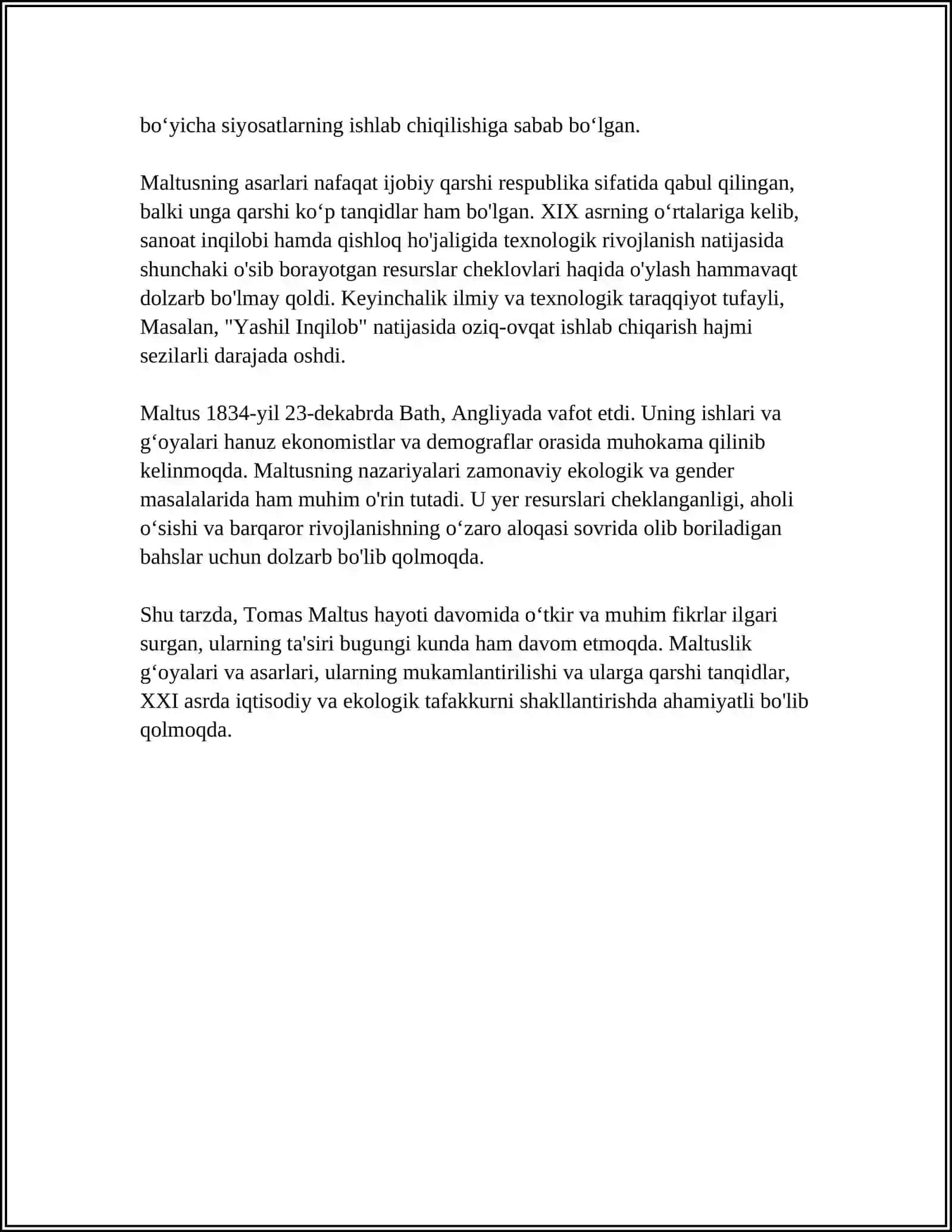 T.R.MALTUS "NUFUS QONUNI"NING MATEMATIK IFODASI 4