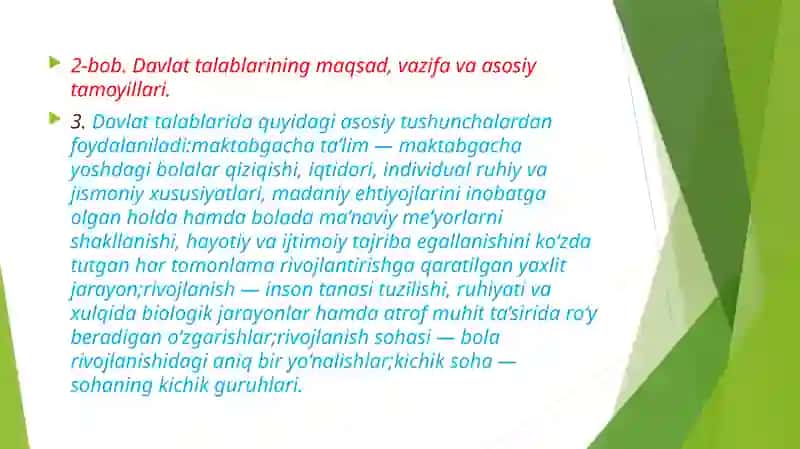 O‘zbekiston Respublikasining ilk va maktabgacha yoshdagi bolalar rivojlanishiga qo‘yiladigan davlat talablari 4