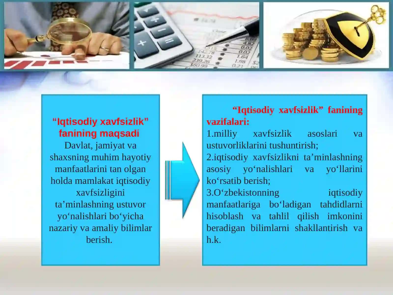 IQTISODIYOTNI DAVLAT TOMONIDAN TARTIBGA SOLISH VA IQTISODIY XAVFSIZLIK.MAMLAKATNING IQTISODIY XAVFSIZLIGI 4