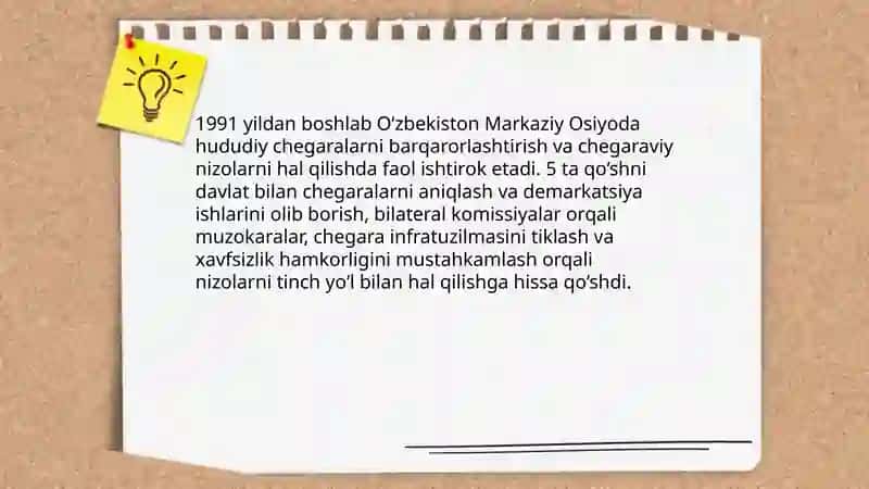 O‘zbekistonning Markaziy Osiyoda tinchlik va barqarorlikni ta’minlashdagi o‘rni 4