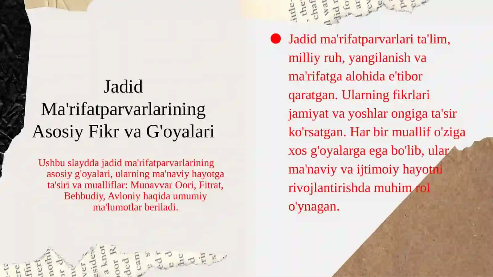 Jadid ma'rifatparvarlarining asosiy fikr va g'oyalari 4
