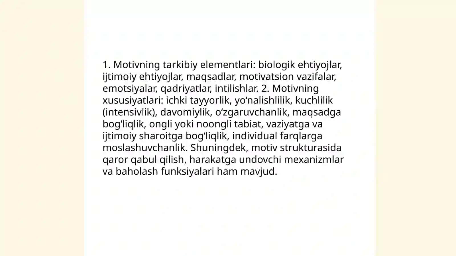 Motiv va motivatsiyalar tushunchasi 4