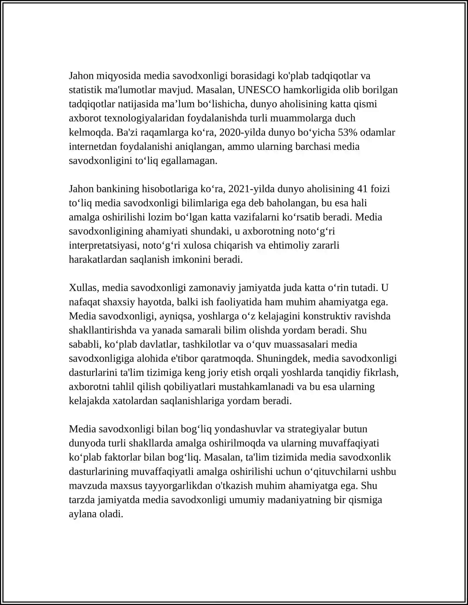 SIZ NIMA UCHUN MEDIA SAVODLI BOʻLISHINGIZ KERAK 4