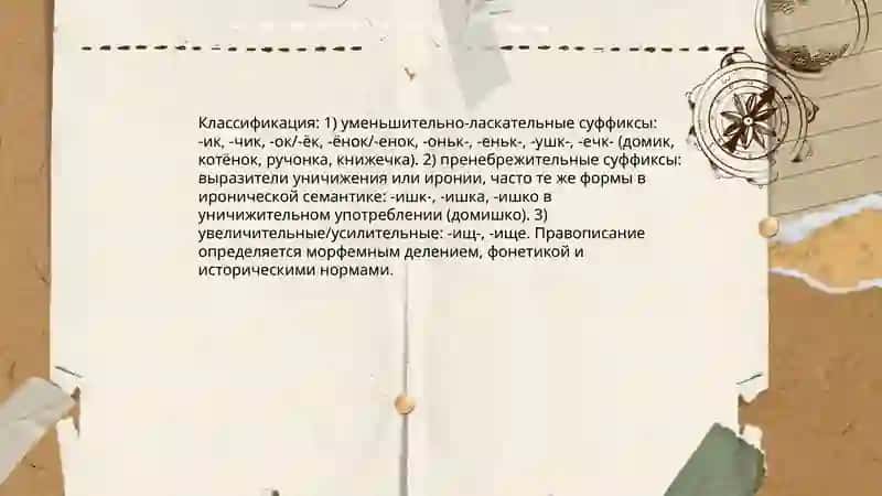 Правописание суффиксов субъективной оценки имен существительных 4