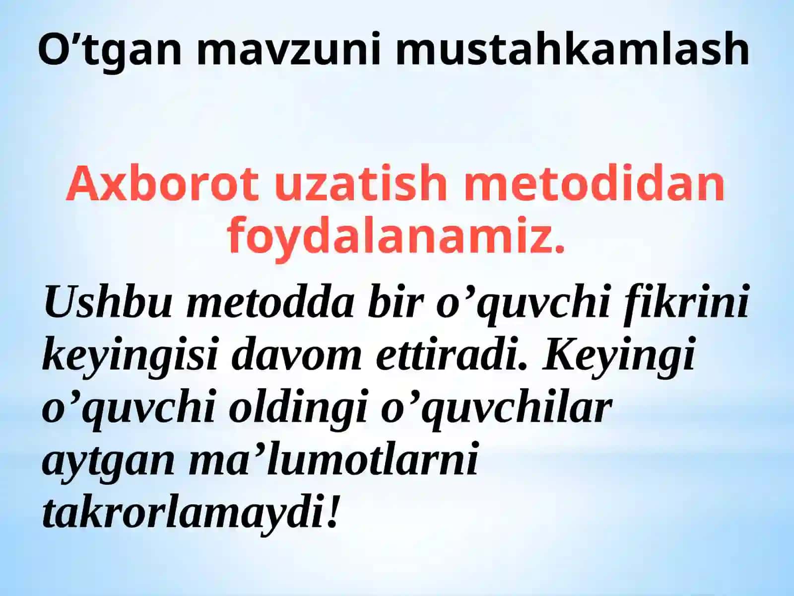 8-sinf Huquq ochiq dars ishlanma. O'zbekiston Respublikasining ijro etuvchi hokimiyat organlari 4