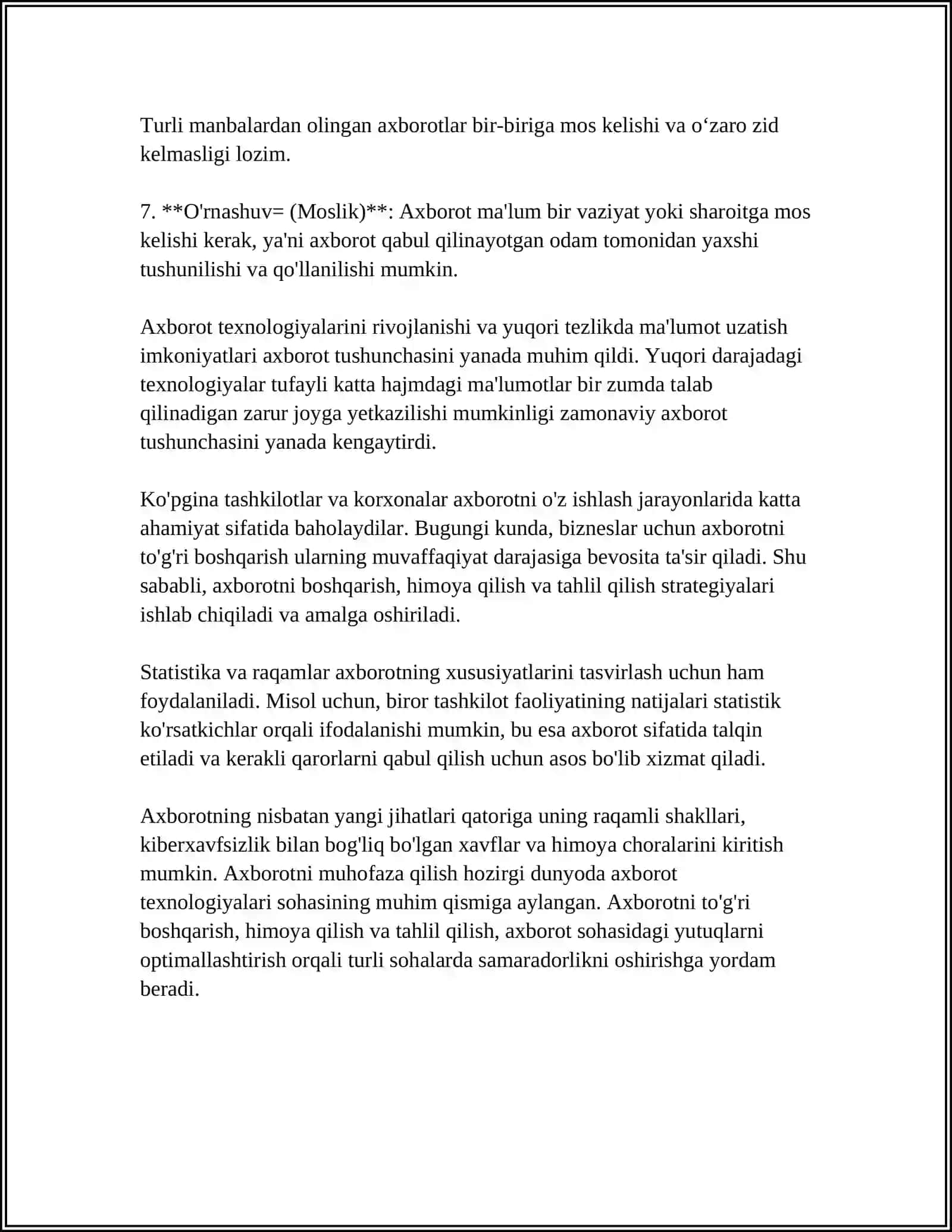 AXBOROT TUSHUNCHASI TURLARI VA XOSSALARI 4