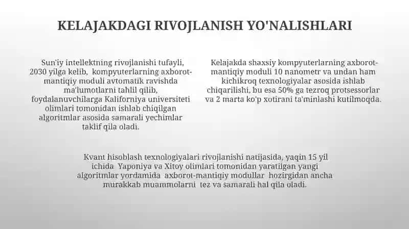 Shaxsiy kompyuterlarni axboriy mantiqiy moduli 4