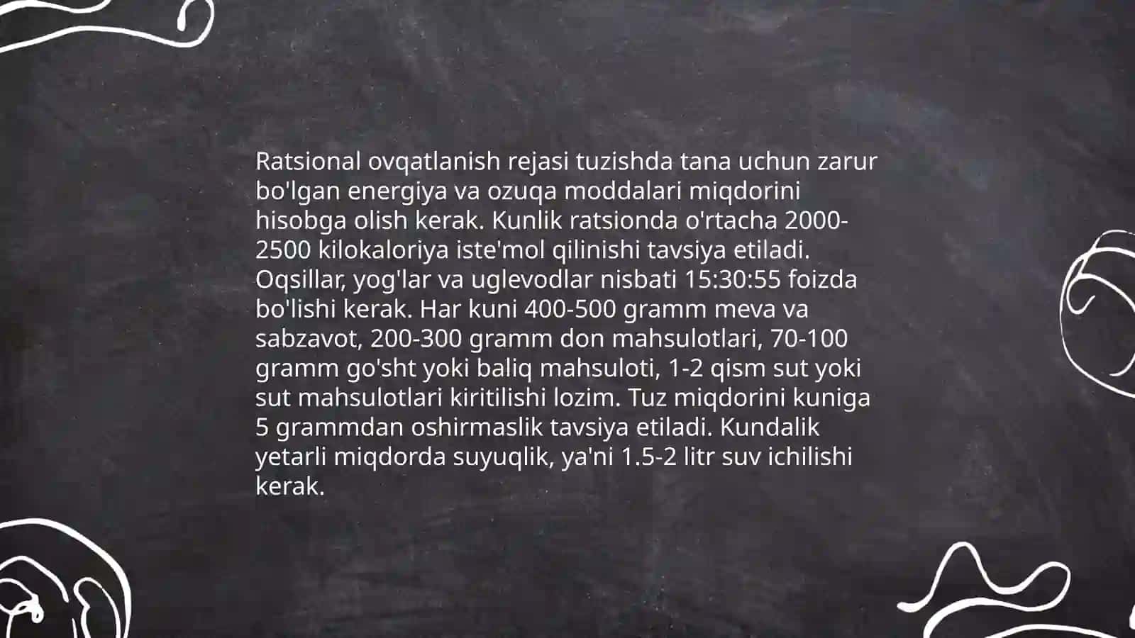 Ovqatlanish va sihat salomatlik ratsional va muvozonatlashtirish 4