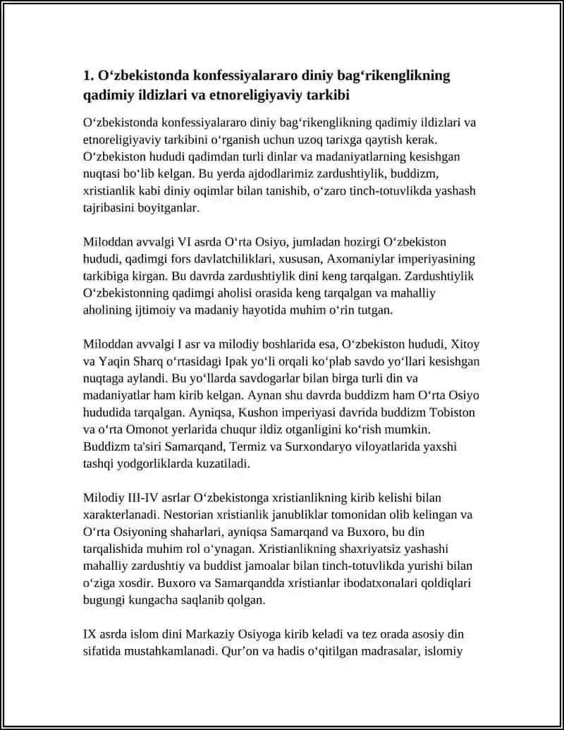 O‘ZBEKISTONDA KONFESSIYALARARO DINIY BAG’RIKENGLIKNING TARIXIY TAJRIBASI 4
