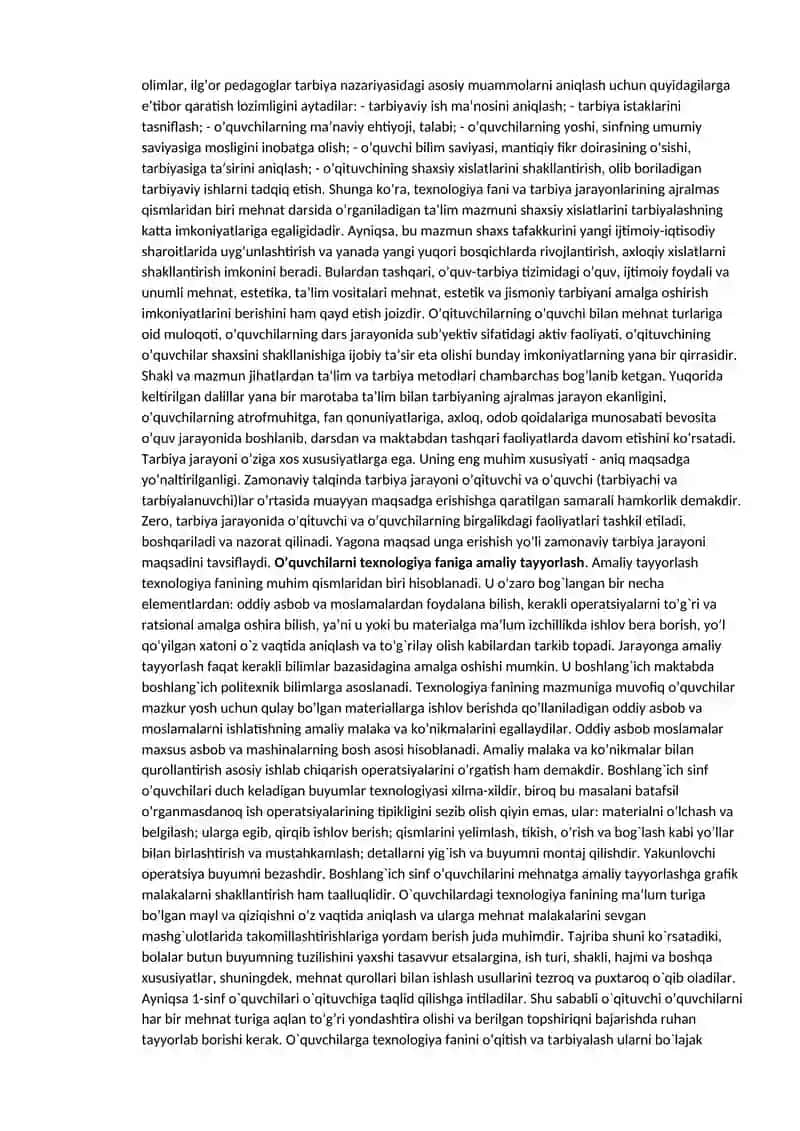 Texnologiya va uni o’qitish metodikasi 4