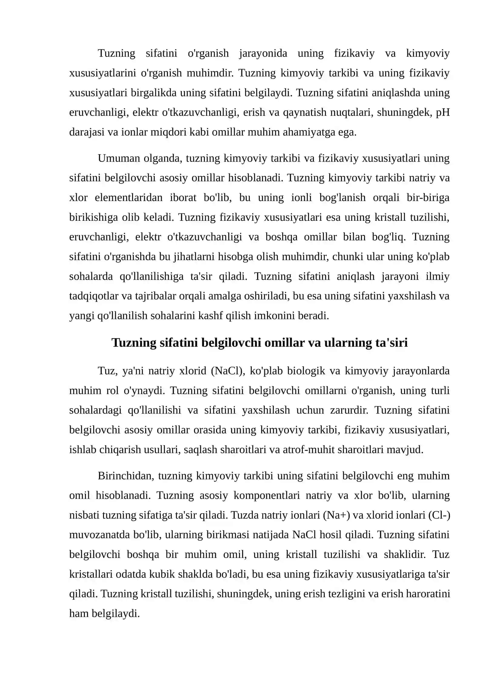 Tuzning sifatini o'rganish 4