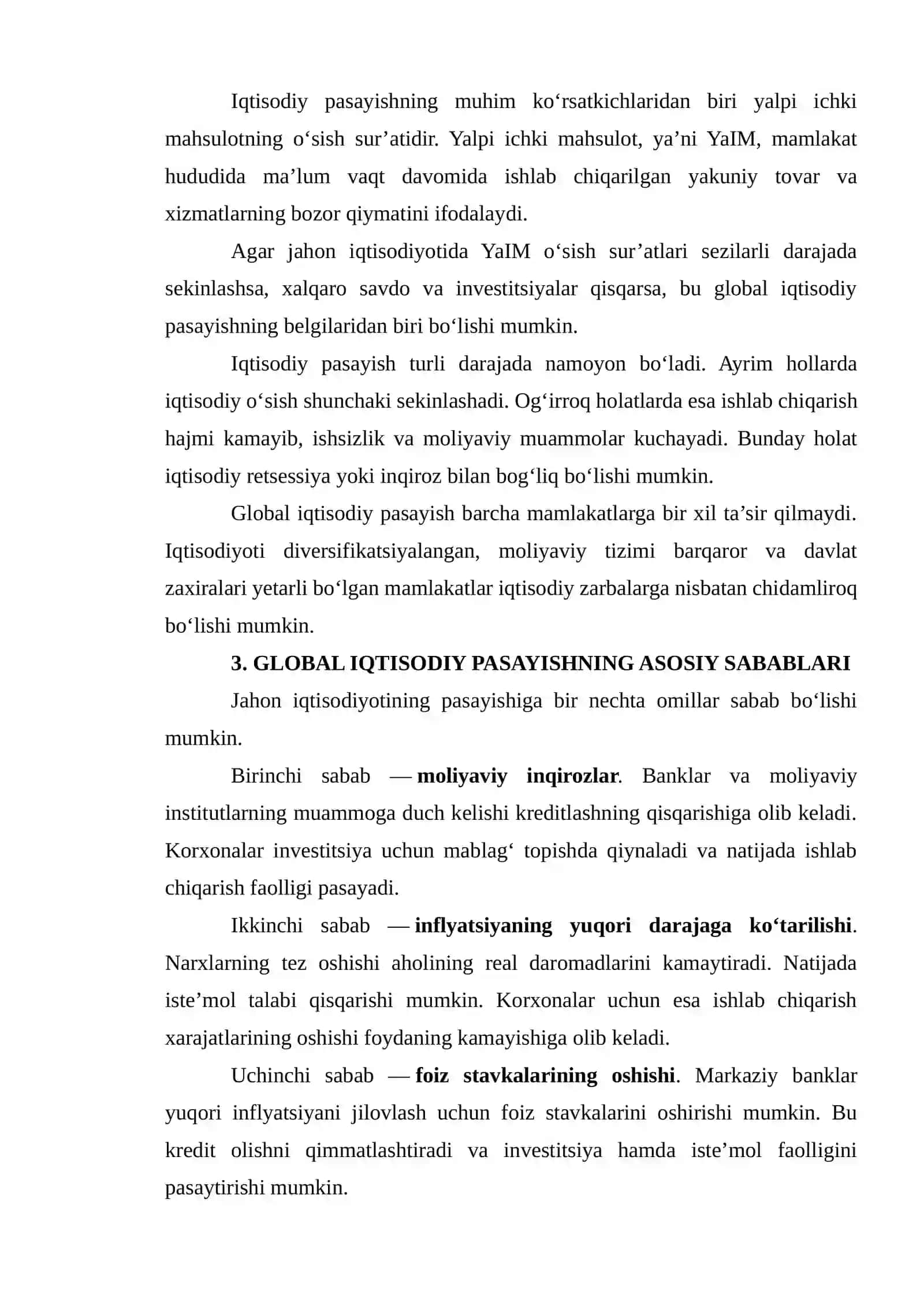 JAHON IQTISODIYOTINING GLOBAL PASAYISHI VA UNING OQIBATLARI 4