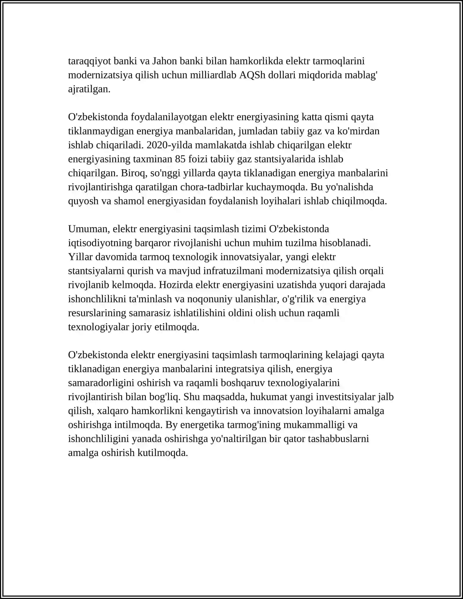 ELEKTR ENERGIYASINI TAXSIMLASH 4