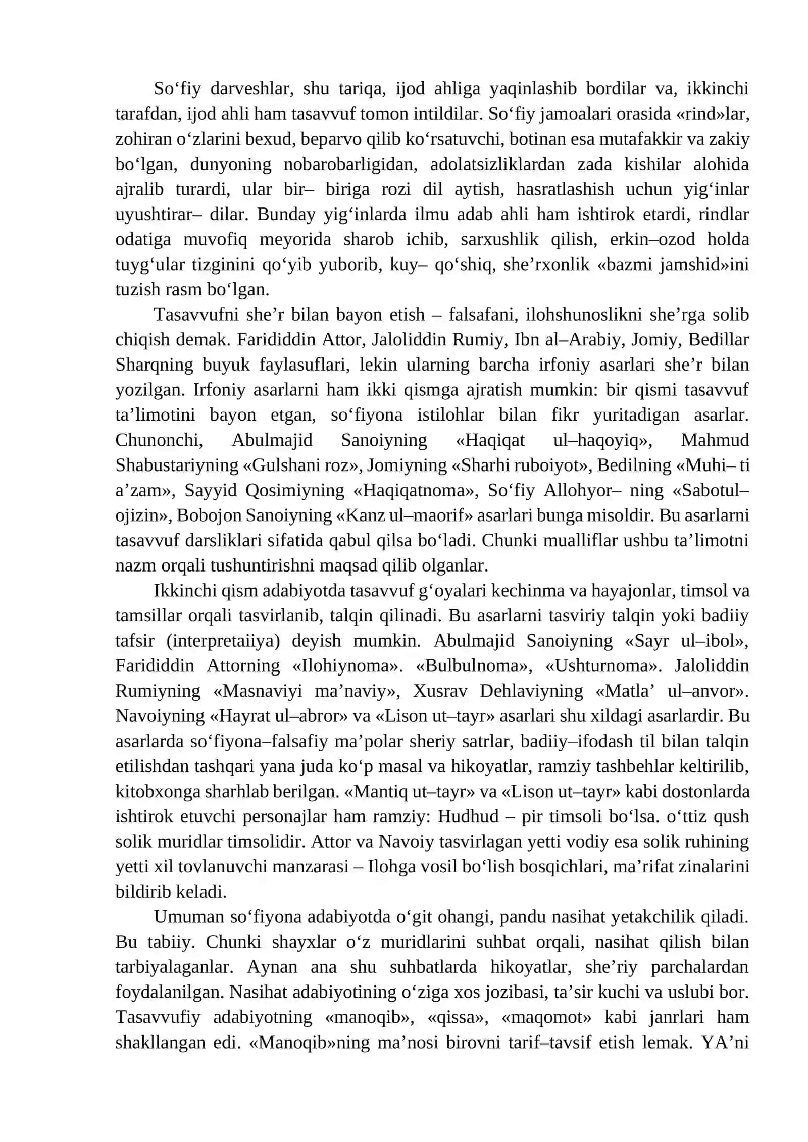 TASAVVUF VA BADIIY IJOD. TASAVVUF TIMSOLLARI. TASAVVUF ADABIYOTINING JANR XUSUSIYATLARI 4