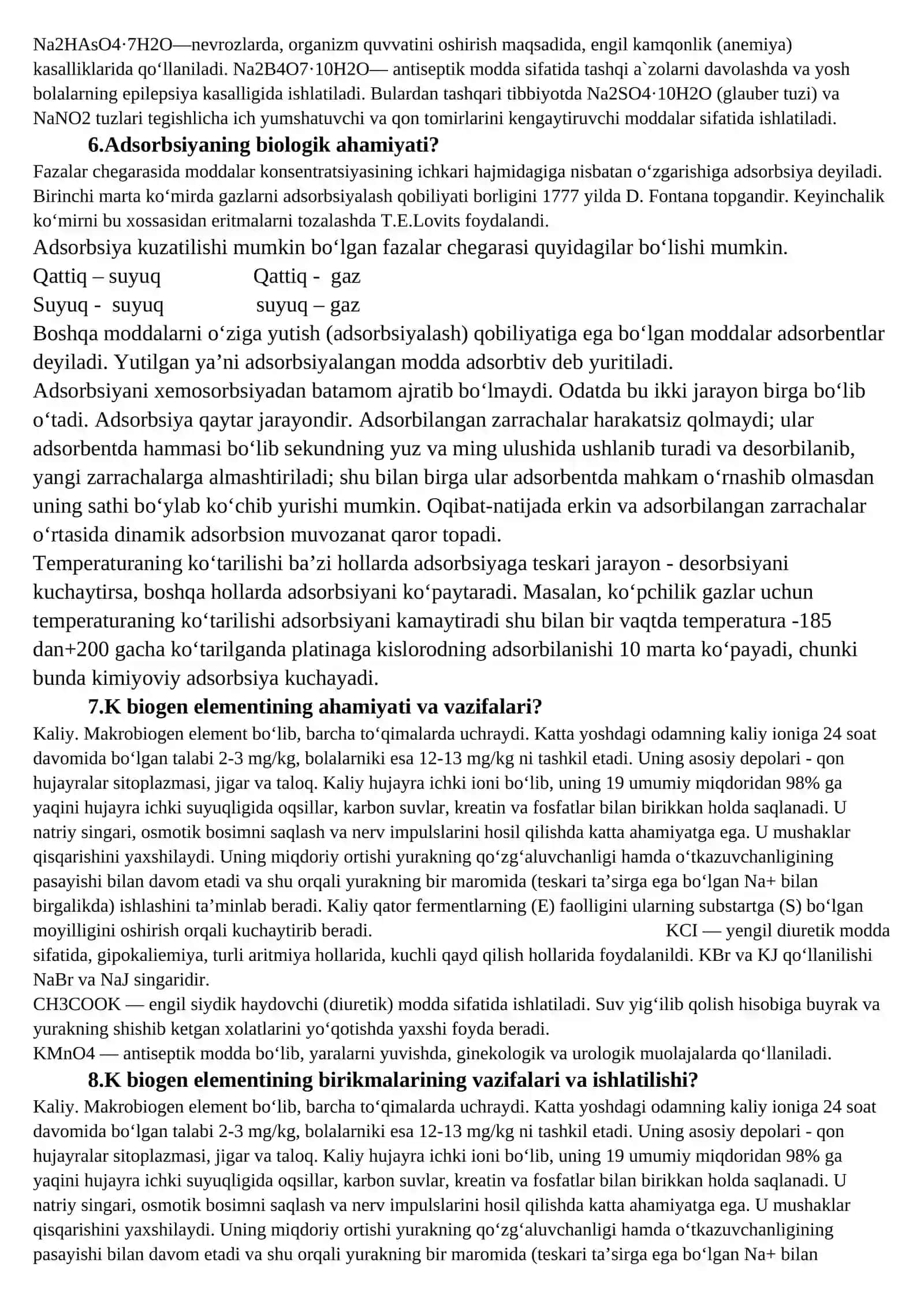 TIBBIY KIMYO TIBBIYOT OLIYGOHLARI UCHUN HAYITOV SIROJIDDIN ILHOMJON O`GLI 2023 – YIL (I-semestr) TIBBIY KIMYODAN ORALIQ SAVOLLARI VA JAVOBLARI 4