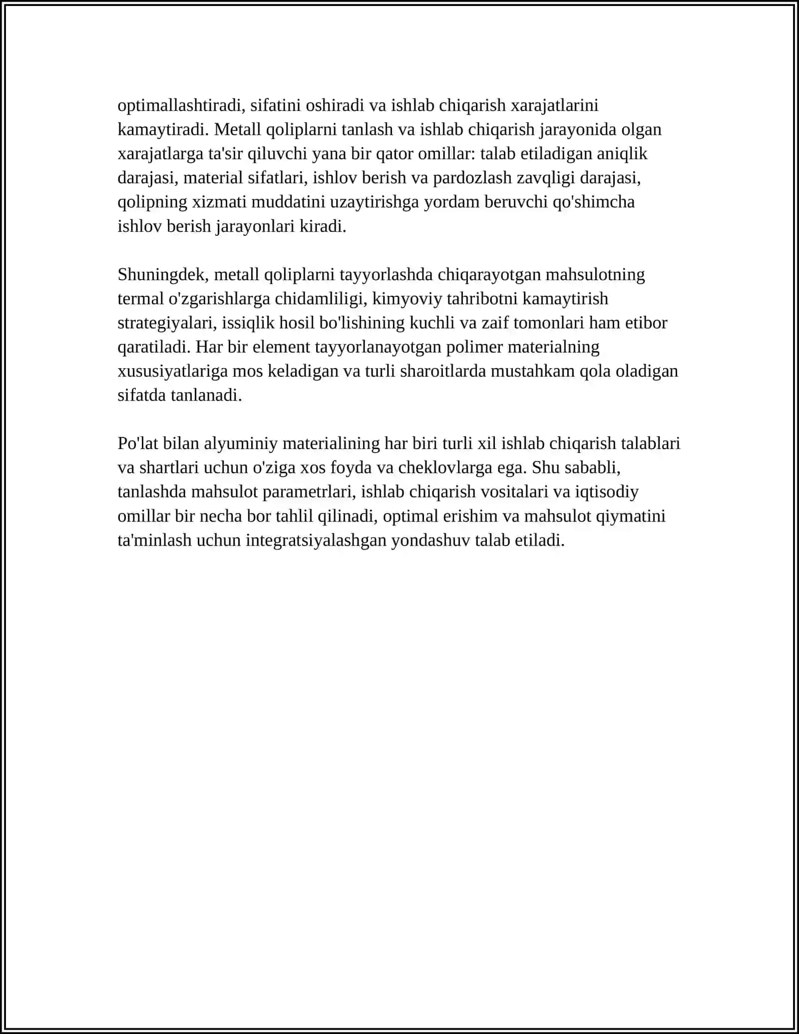 REZINA-POLIMER MATERIALLAR ISHLAB CHIQARISHDA QO’LLANILADIGAN QOLIBLAR VA YORDAMCHI MATERIALLAR 4