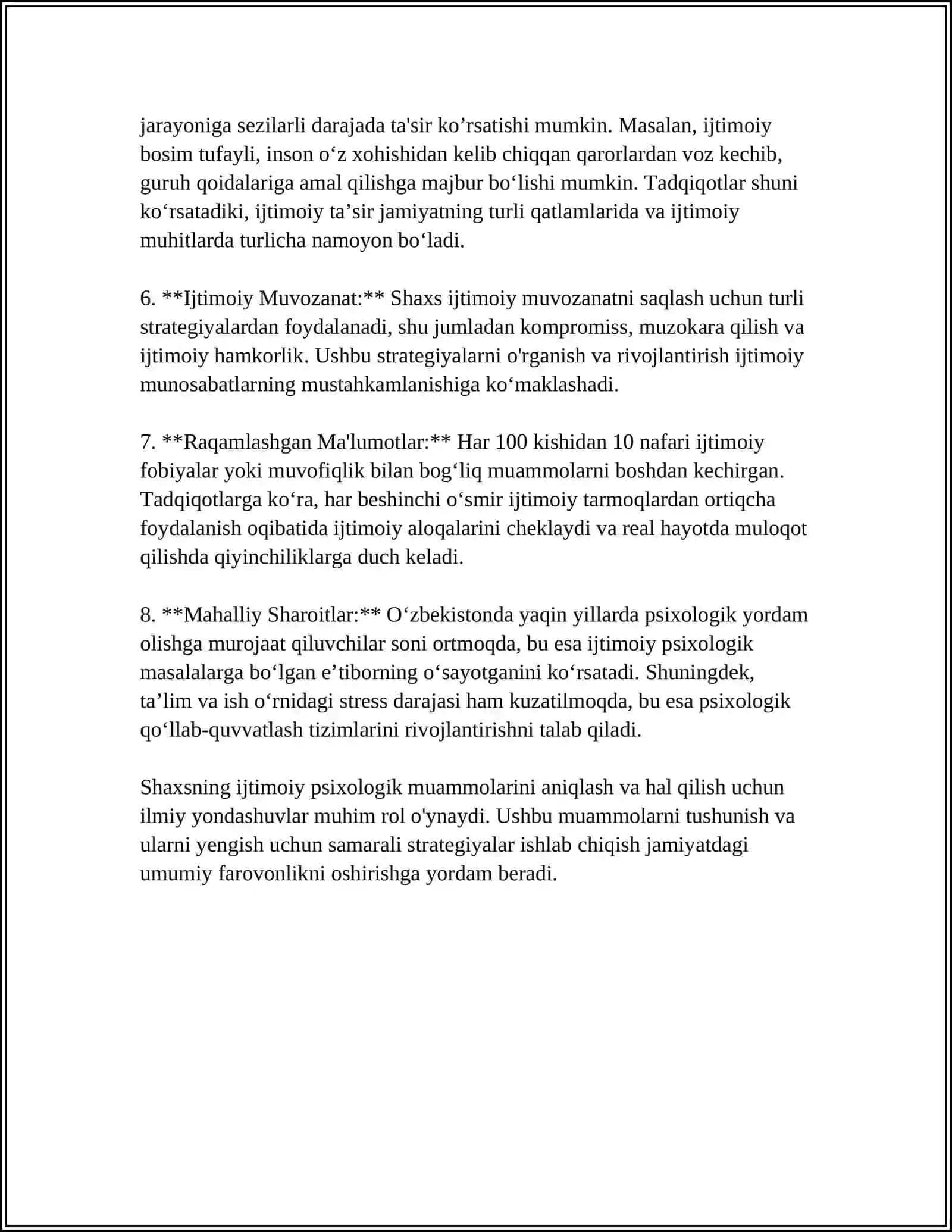 SHAXS MUAMMOSI VA FANNING METODOGIK DARAJASI 4