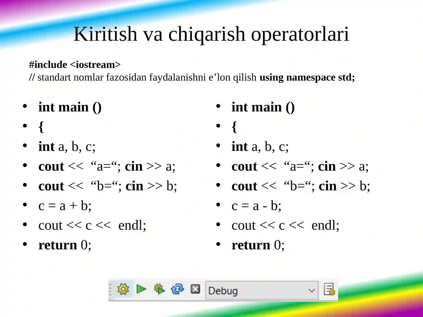 C++ algoritmik tili. Kirish 4