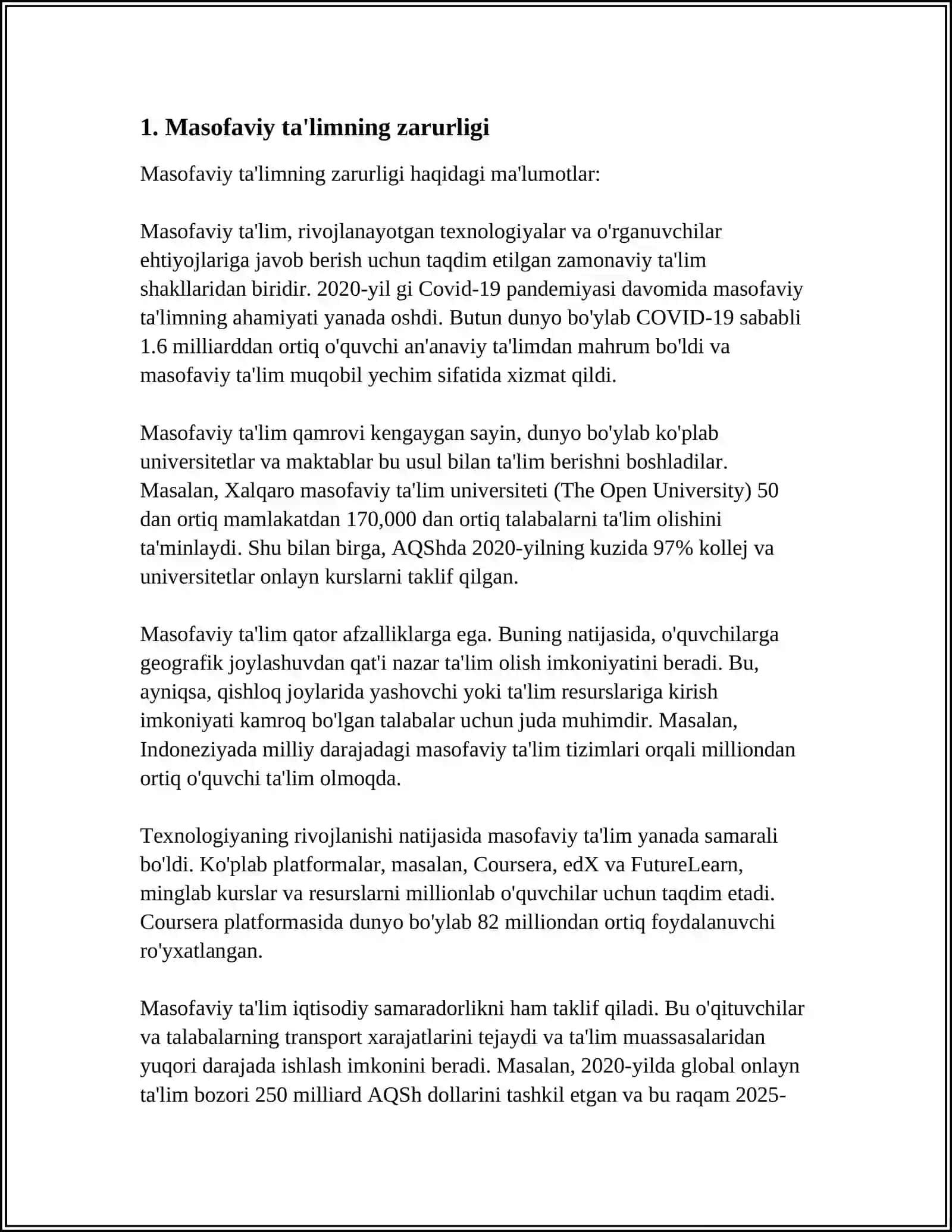 MASOFAVIY TALIMNING ZARURLIGI VA ASOSIY XUSUSIYATLARI MASOFAVIY OʻQITISH JARAYONI TURLARI VA UNING XUSUSIYATLARI MASOFAVIY TALIM MODELLARI 4