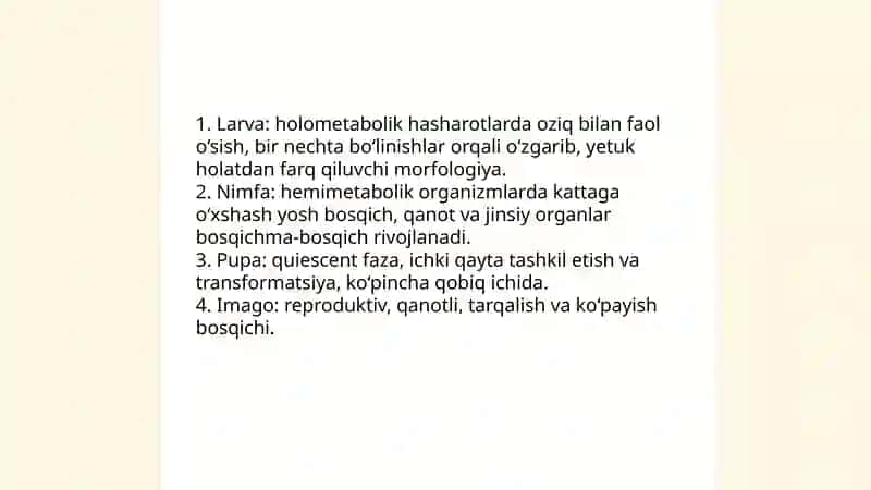 Ontogenezning qaltis davrlari.Postembrional rivojlanish 4