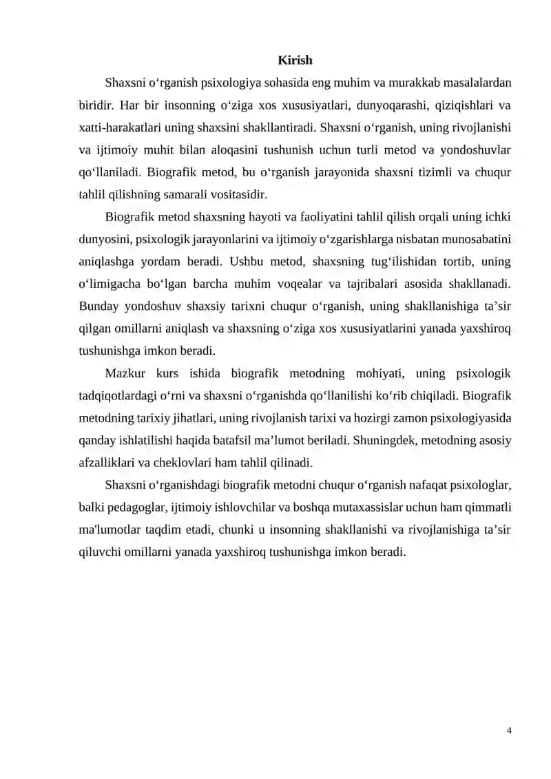 SHAXSNI O’RGANISHNING BIOGRAFIK METODI. 4