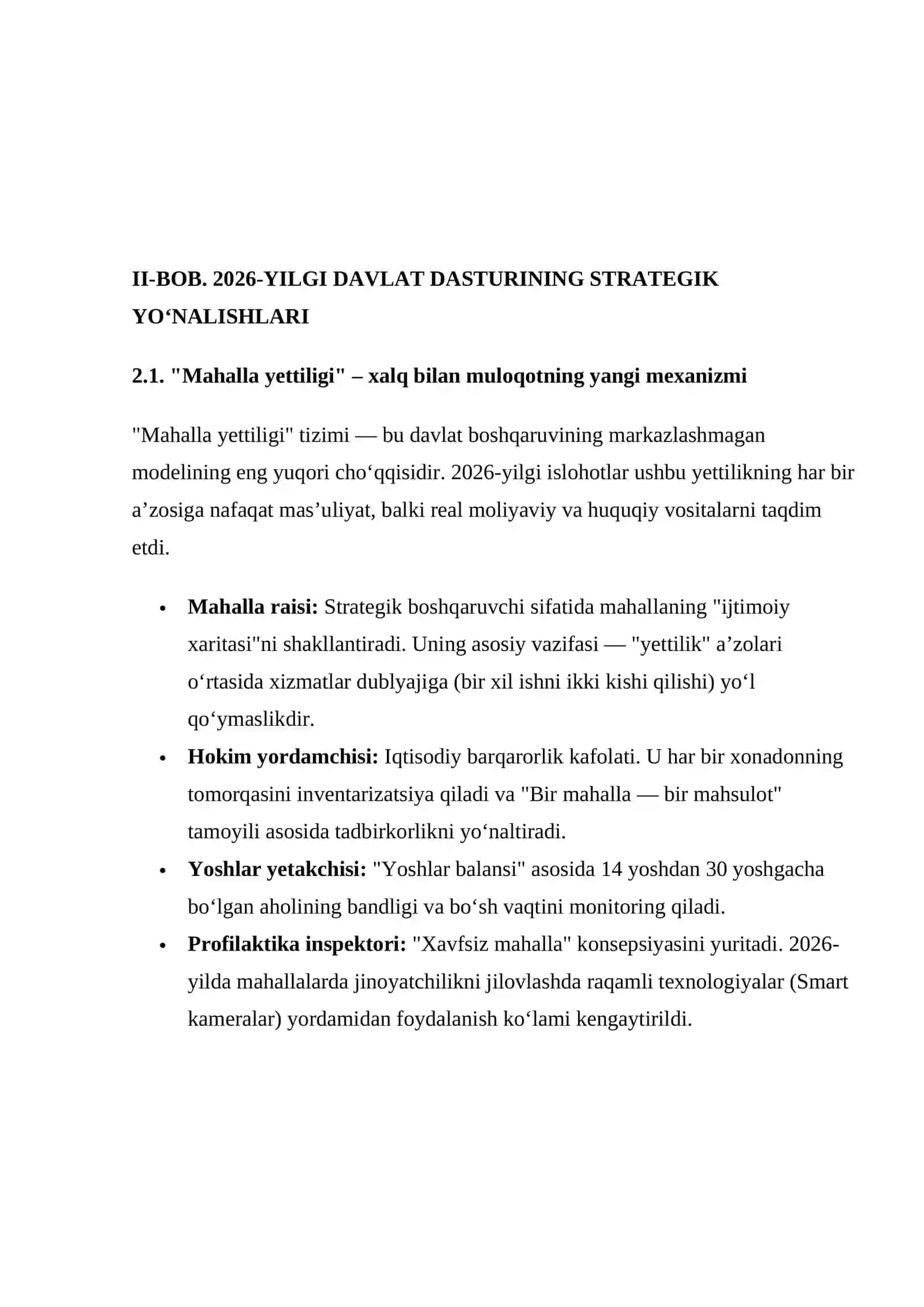 2026-yil – Mahallani rivojlantirish va jamiyatni yuksaltirish yili: Islohotlarning yangi bosqichi 4