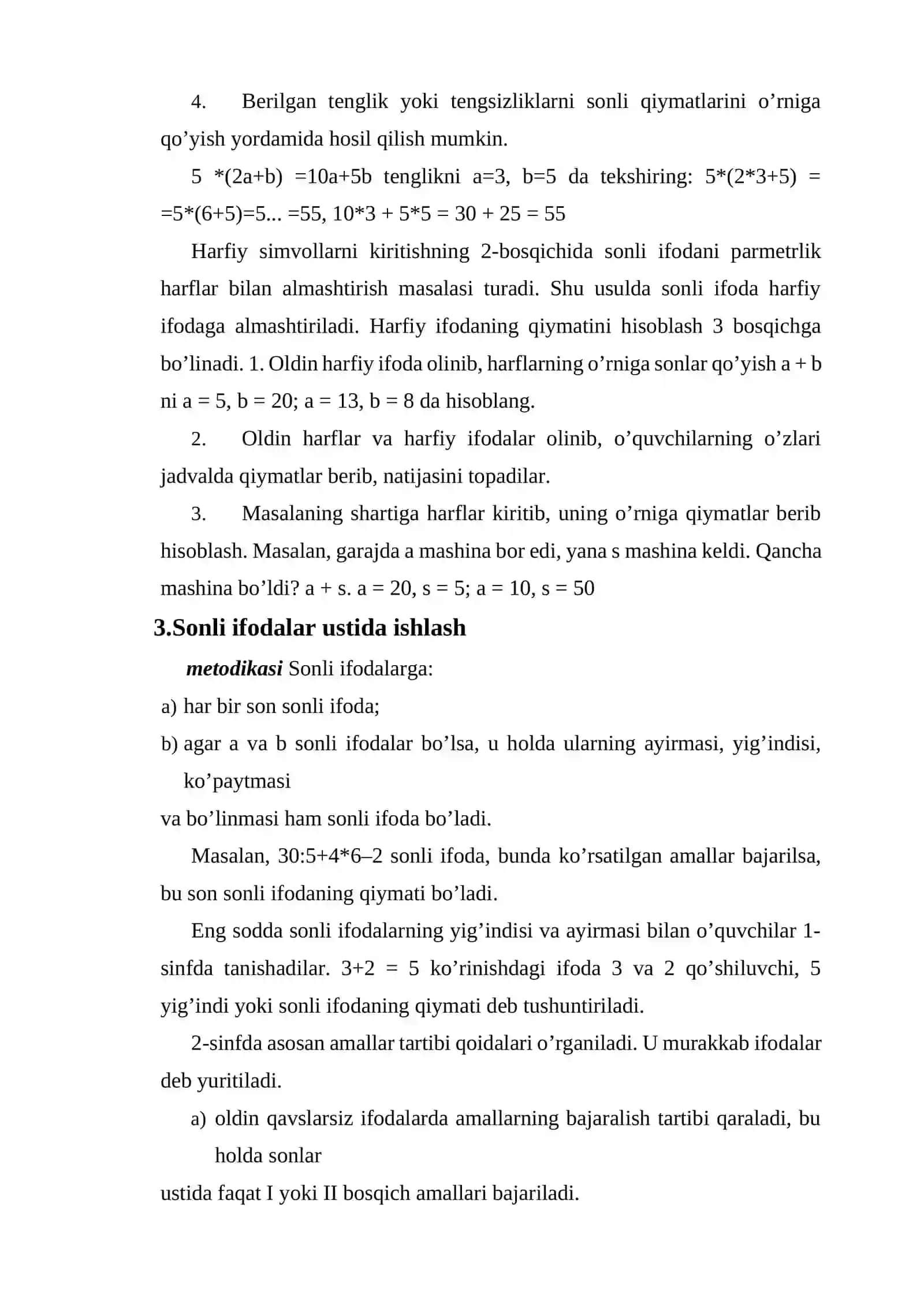 Algebraik materiallarni o’rgatish metodikasi 4