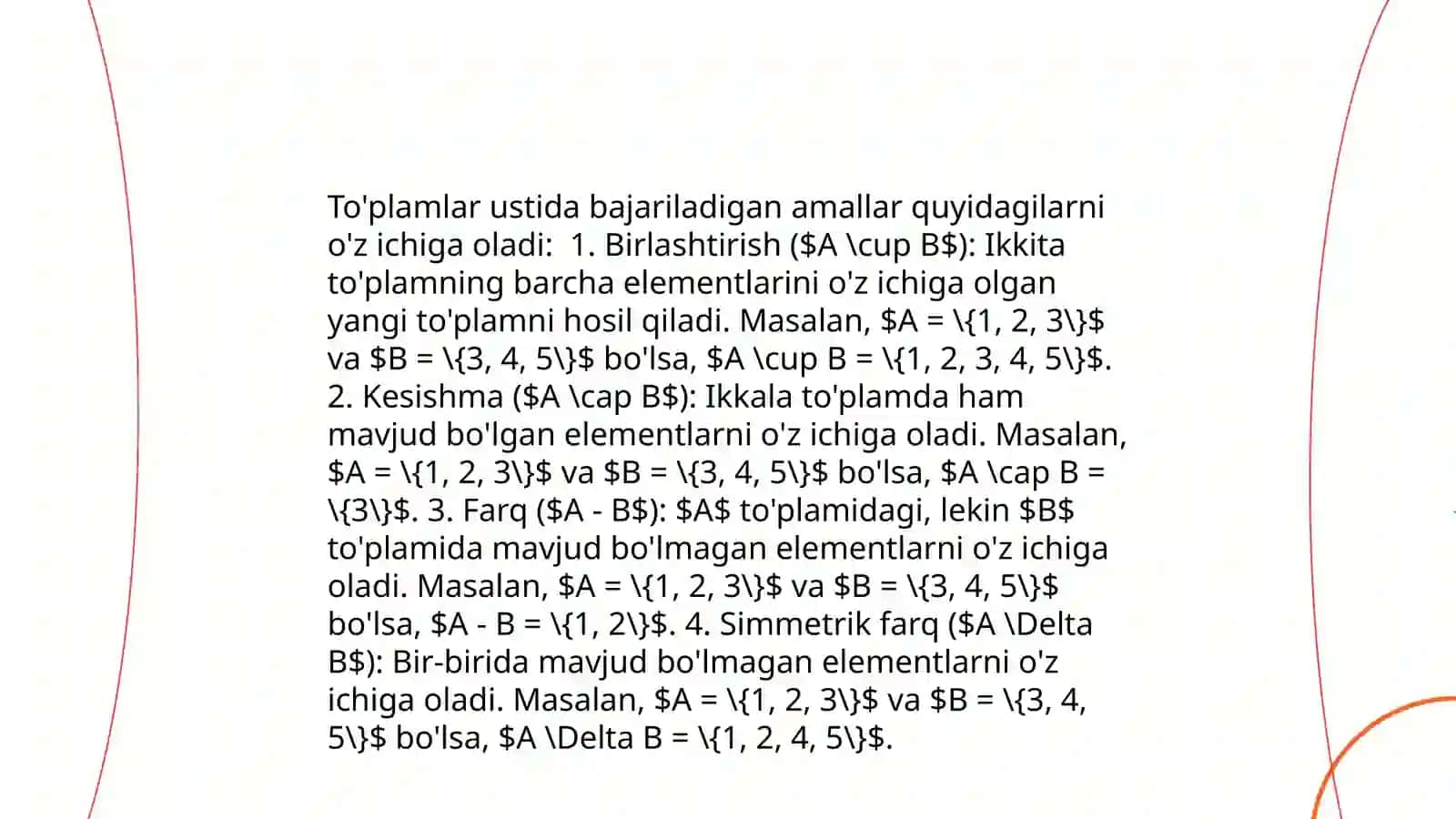 Noravshan to'plamlar ustida amallar va ularning xossalari 4