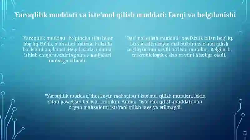 Oziq -ovqat mahsulotlarining yaroqlilik muddati va saqlanish sharoitlari 4