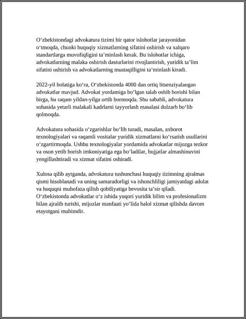 ADVOKATURA FANI TUSHUNCHASI PREDMETI VA VAZIFALARI 4