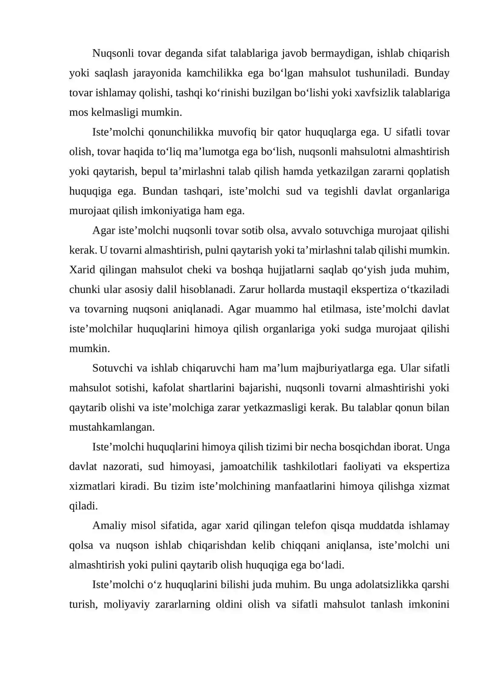 NUQSONLI TOVAR ISTE’MOLCHI UCHUN HUKM EMAS HUQUQINGIZNI QANDAY HIMOYA QILASIZ? 4